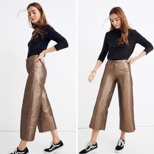 Madewell Emmett Wide Leg Crop Pants Metallic